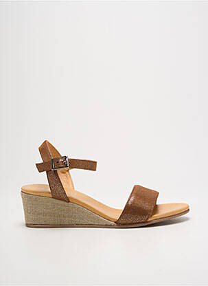 Sandales/nu pieds tissage satiné talon de 4 à 6cm marron ALFA femme