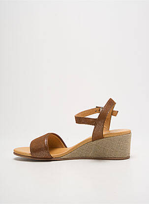 Sandales/nu pieds tissage satiné talon de 4 à 6cm marron ALFA femme