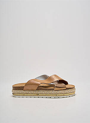 Mules/sabots tissage satiné talon de 4 à 6cm marron AMOA femme