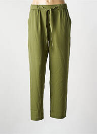 Pantalon droit tissage popeline taille haute vert MD'M femme