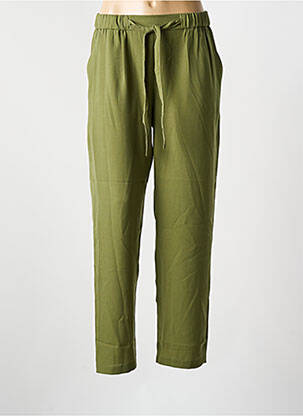 Pantalon droit tissage popeline taille haute vert MD'M femme