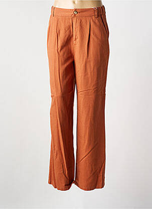 Pantalon droit tissage popeline taille haute orange C'EST BEAU LA VIE femme