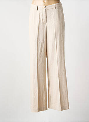 Pantalon flare taille à pinces taille haute beige K-DESIGN femme
