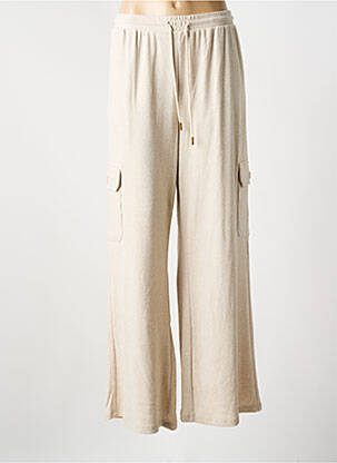 Pantalon cargo taille haute taille haute beige K-DESIGN femme