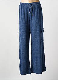 Pantalon cargo taille élastique taille haute bleu K-DESIGN femme
