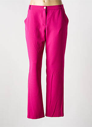 Pantalon droit tissage crêpe taille normale rose CHRISTINE LAURE femme