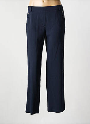 Pantalon droit tissage crêpe taille haute bleu CHRISTINE LAURE femme