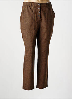 Pantalon chino poches taille haute marron C'EST BEAU LA VIE femme