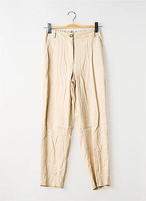 Pantalon chino tissage popeline taille haute beige C'EST BEAU LA VIE femme