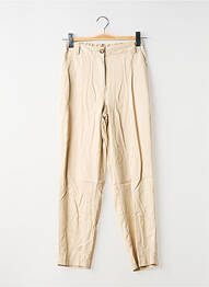 Pantalon chino tissage popeline taille haute beige C'EST BEAU LA VIE femme