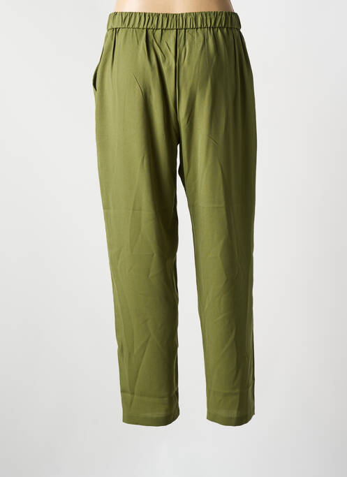 Pantalon droit tissage popeline taille haute vert MD'M femme