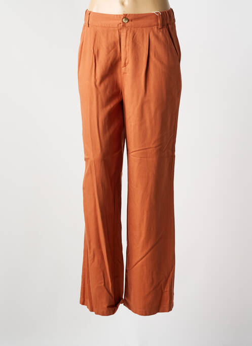 Pantalon droit tissage popeline taille haute orange C'EST BEAU LA VIE femme