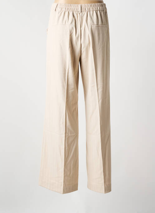 Pantalon flare taille à pinces taille haute beige K-DESIGN femme