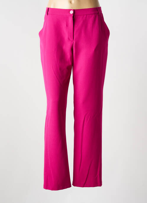 Pantalon droit tissage crêpe taille normale rose CHRISTINE LAURE femme