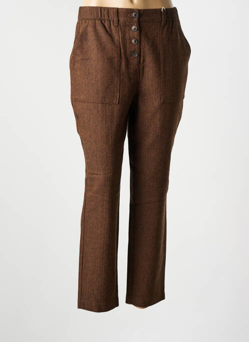 Pantalon chino poches taille haute marron C'EST BEAU LA VIE femme