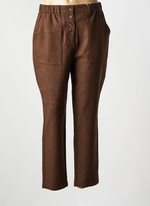 Pantalon chino poches taille haute marron C'EST BEAU LA VIE femme