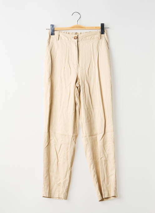 Pantalon chino tissage popeline taille haute beige C'EST BEAU LA VIE femme