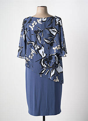 Robe mi-longue imprimé fantaisie manches courtes bleu JOSEPH RIBKOFF femme