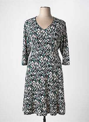 Robe mi-longue manches 3/4 manches 3/4 vert CHRISTINE LAURE femme