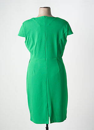 Robe mi-longue tissage crêpe manches courtes vert FRANK LYMAN femme