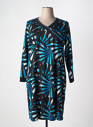 Robe mi-longue imprimé fantaisie manches longues noir GUY DUBOUIS femme