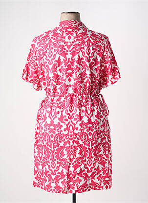 Robe mi-longue imprimé fantaisie manches courtes rose JULIE GUERLANDE femme