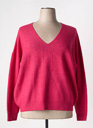 Pull coupe droite manches longues rose CHRISTINE LAURE femme