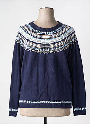 Pull coupe droite manches longues bleu CHRISTINE LAURE femme