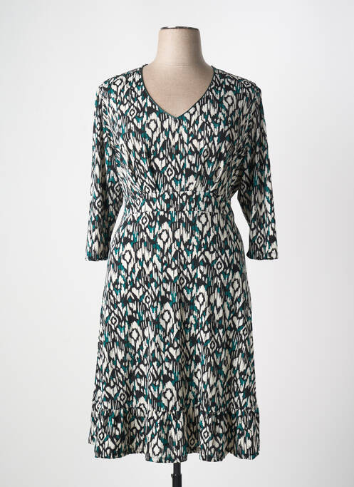 Robe mi-longue manches 3/4 manches 3/4 vert CHRISTINE LAURE femme
