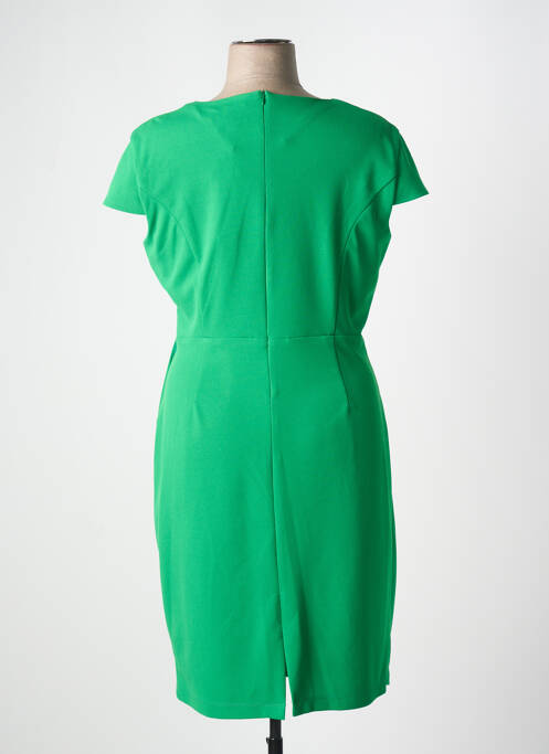 Robe mi-longue tissage crêpe manches courtes vert FRANK LYMAN femme