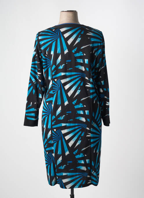 Robe mi-longue imprimé fantaisie manches longues noir GUY DUBOUIS femme