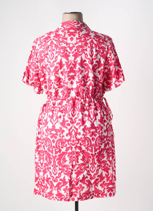 Robe mi-longue imprimé fantaisie manches courtes rose JULIE GUERLANDE femme