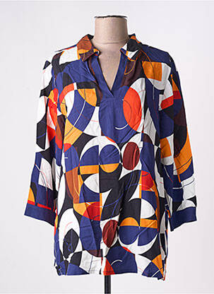 Blouse imprimé fantaisie manches longues bleu CHRISTINE LAURE femme