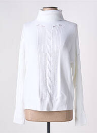 Pull col roulé coupe droite manches longues blanc CARTA LIBERA femme
