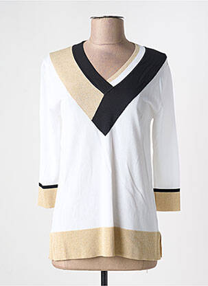 Pull coupe droite manches 3/4 blanc SCORZZO femme