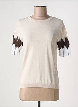 Pull coupe cintrée manches courtes beige SCORZZO femme