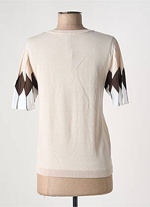 Pull coupe cintrée manches courtes beige SCORZZO femme