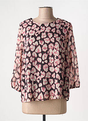 Blouse imprimé fantaisie manches 3/4 noir JULIE GUERLANDE femme