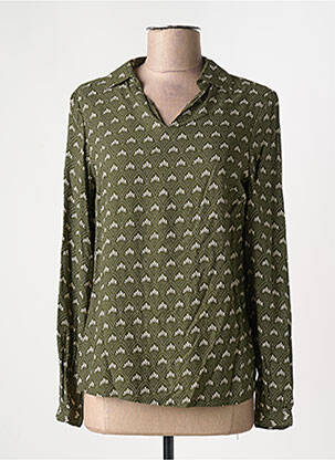 Blouse imprimé fantaisie manches longues vert C'EST BEAU LA VIE femme