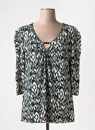 Blouse imprimé fantaisie manches 3/4 noir CHRISTINE LAURE femme