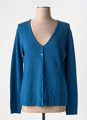 Gilet manches longues fermeture boutonnée sur le devant bleu COULEURS DU TEMPS femme