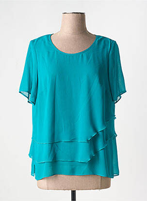 Top coupe fluide manches courtes bleu GREGORY PAT femme