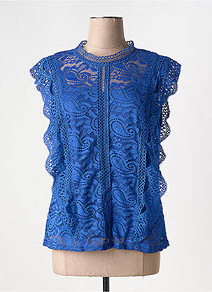 Top coupe cintrée sans manche bleu FRANK LYMAN femme