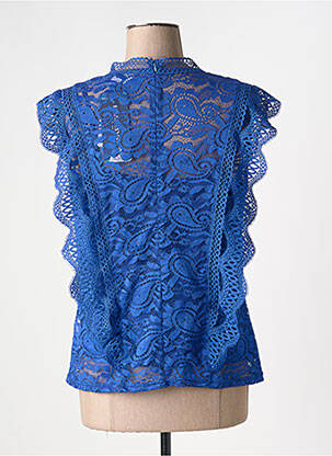 Top coupe cintrée sans manche bleu FRANK LYMAN femme