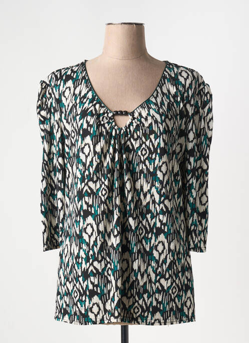 Blouse imprimé fantaisie manches 3/4 noir CHRISTINE LAURE femme