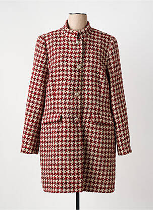 Manteau long coupe droite sans capuche rouge ESTEL COLLECTION femme