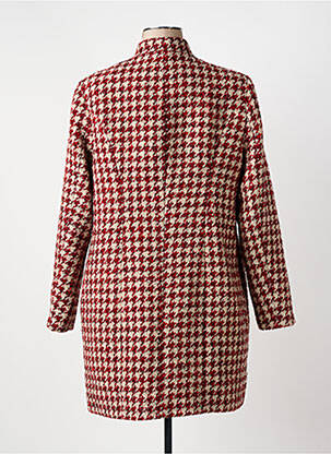 Manteau long coupe droite sans capuche rouge ESTEL COLLECTION femme