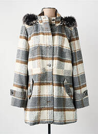 Manteau court coupe droite a capuche gris CHRISTINE LAURE femme