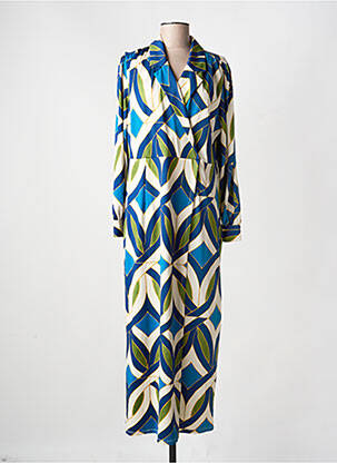 Robe longue coupe cintrée manches longues bleu K-DESIGN femme