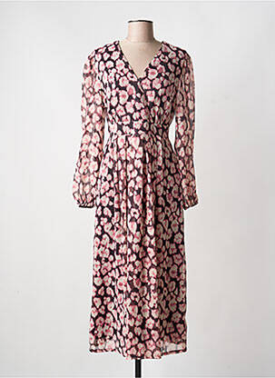 Robe longue manches longues manches longues rose JULIE GUERLANDE femme